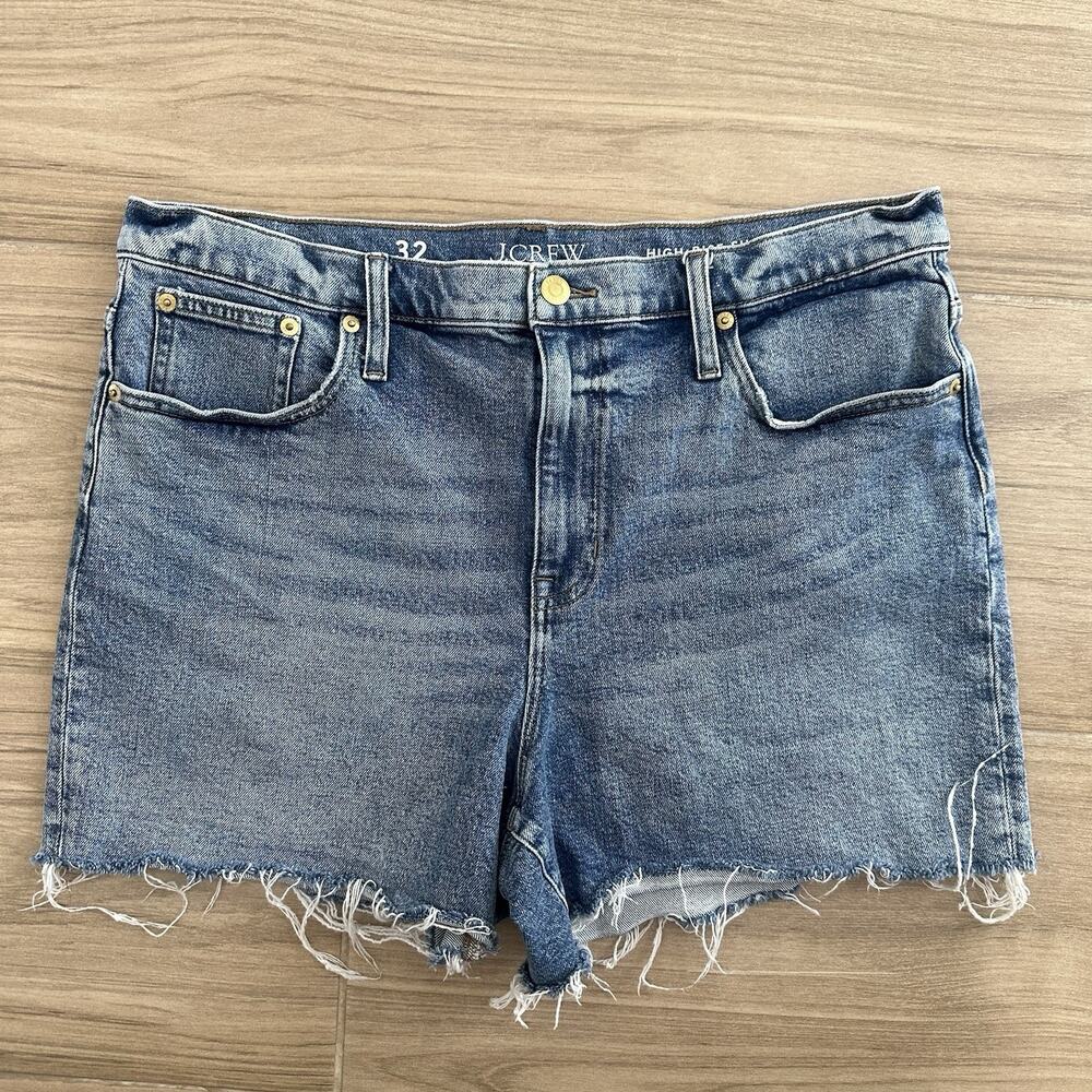 J.CREW Size 32 High-Rise Denim Short in Elliot Wash Boho Cut Off Festival Casual